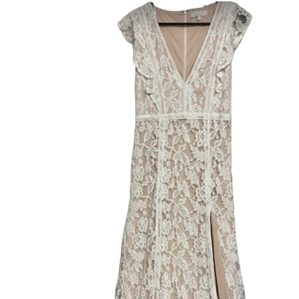 Lulus White Lace Long‎ Maxi Dress sz Medium NEW Wedding Bride Gown - Picture 8 of 12